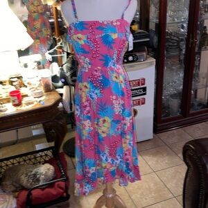 Cherokee girls Kid Floral Summer Pink Dress Ruffle Hem Size XL 14/16